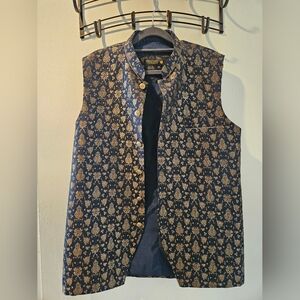 Blue and Gold Patterned Vest